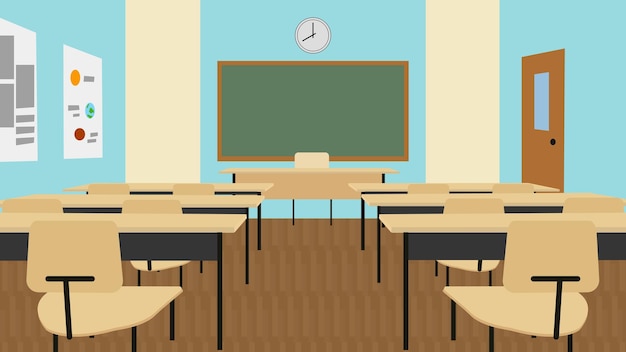 Ilustración vectorial en el aula de la escuela para animaciones 2D