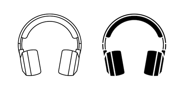 Ilustración vectorial de los auriculares Conjunto de iconos de auriculares inalámbricos Símbolo del auricular estéreo