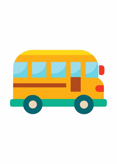Ilustración vectorial de autobús escolar de dibujos animados en fondo blanco