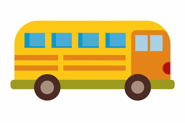 Ilustración vectorial de autobús escolar de dibujos animados en fondo blanco