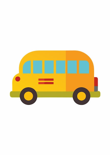 Ilustración vectorial de autobús escolar de dibujos animados en fondo blanco