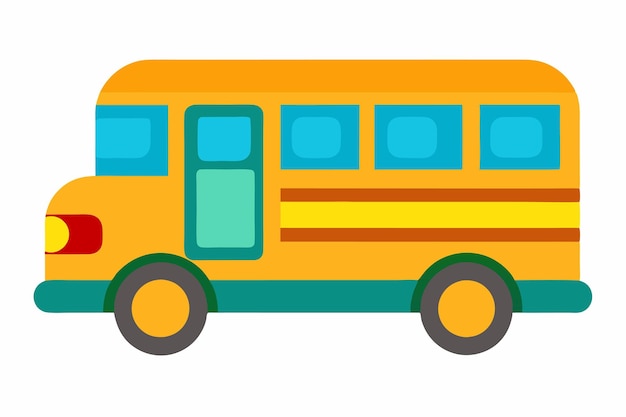 Ilustración vectorial de autobús escolar de dibujos animados en fondo blanco
