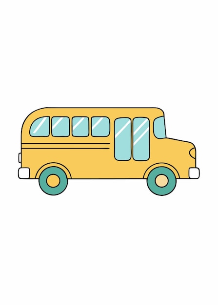 Ilustración vectorial de autobús escolar de dibujos animados en fondo blanco