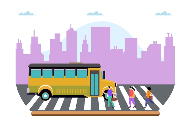 Ilustración vectorial de autobuses de la ciudad