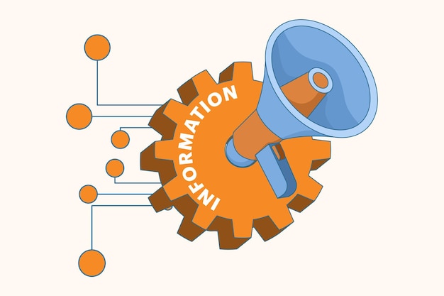 Ilustración vectorial de la automatización del marketing con tecnología empresarial de IA o campañas de correo electrónico
