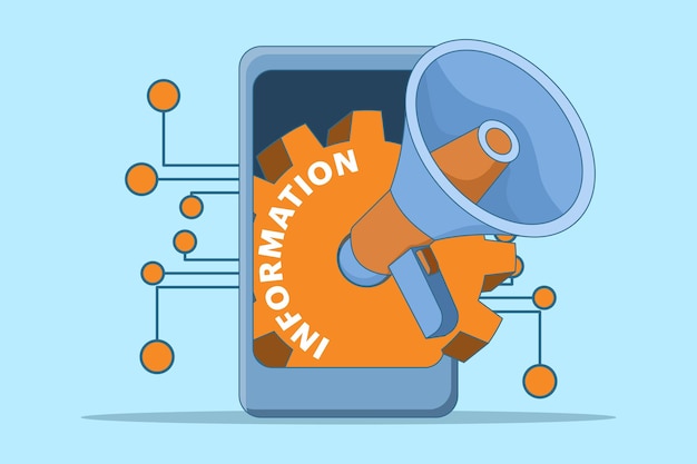 Ilustración vectorial de la automatización del marketing con tecnología empresarial de IA o campañas de correo electrónico
