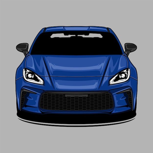 Ilustración vectorial del automóvil en vista frontal para el diseño conceptual