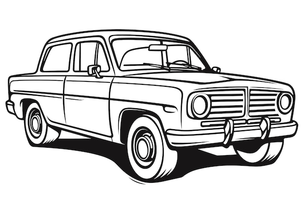 Ilustración vectorial de automóviles antiguos Página para colorear automóviles antiguos para adultos y niños