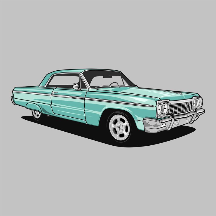 Vector ilustración vectorial de automóviles clásicos en perspectiva para el diseño conceptual