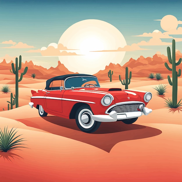 Ilustración vectorial de automóviles con fondo de verano