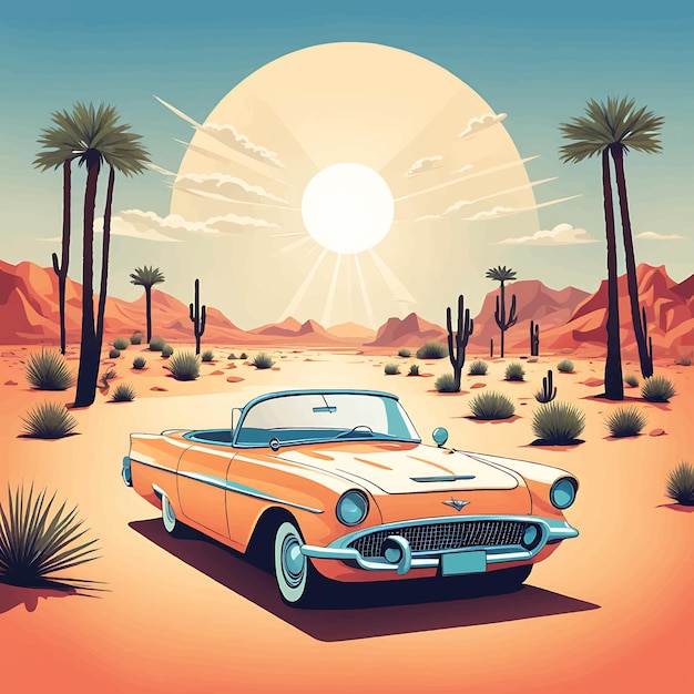 Ilustración vectorial de automóviles con fondo de verano