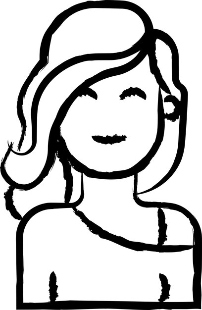 Ilustración vectorial del avatar de la mujer dibujada a mano