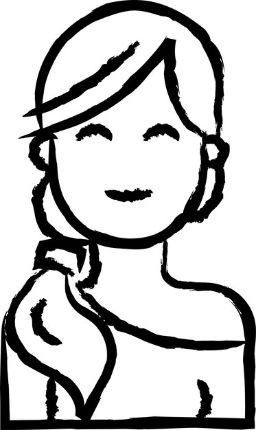 Ilustración vectorial del avatar de la mujer dibujada a mano