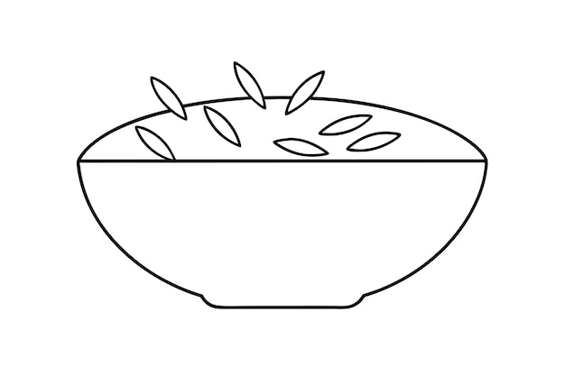 Ilustración vectorial de la avena en la línea de arte del cuenco