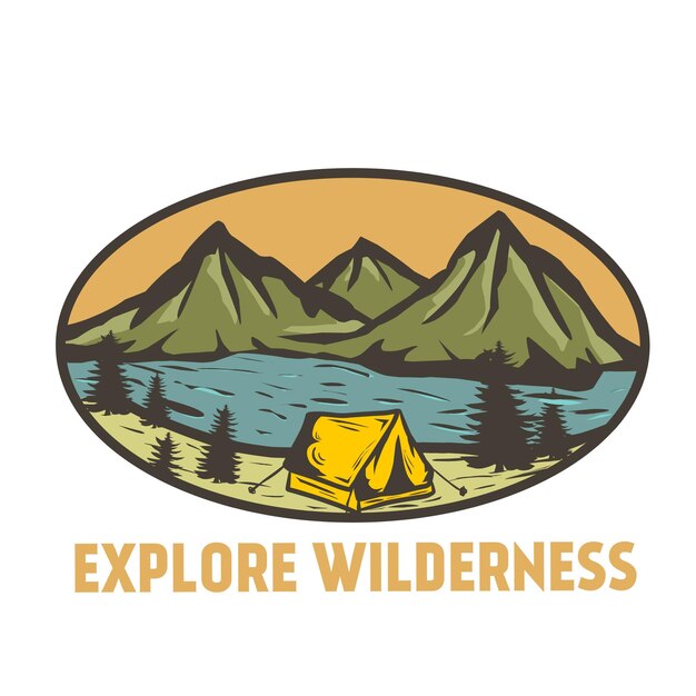 Ilustración vectorial de aventura. Acantilado para acampar en el bosque de montaña. Adecuado para los propósitos de diseño.