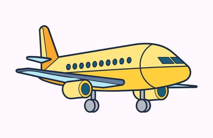 Ilustración vectorial de avión aislada en un fondo blanco Un icono plano de avión volador diseño simple