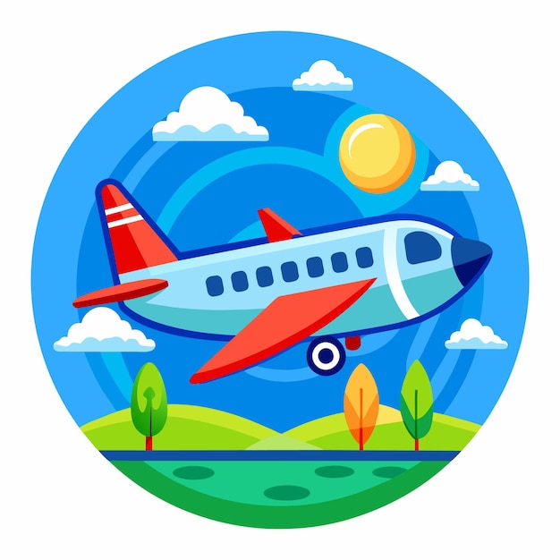 Vector ilustración vectorial de un avión en el cielo