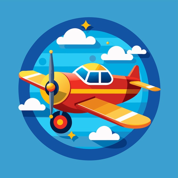 Ilustración vectorial de un avión en el cielo