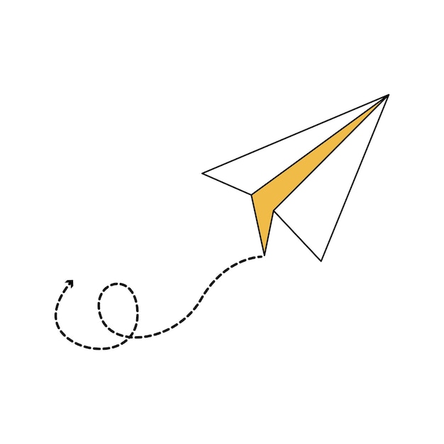 Ilustración vectorial de avión de papel mínimo para conceptos de viaje y comunicación