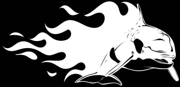 Vector ilustración vectorial de la ballena asesina de dibujos animados