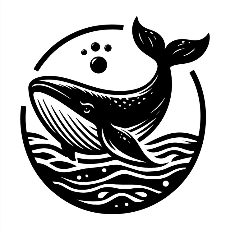 Ilustración vectorial de las ballenas silueta 2