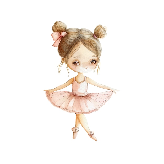 Ilustración vectorial de ballet para niños con estilo acuarela