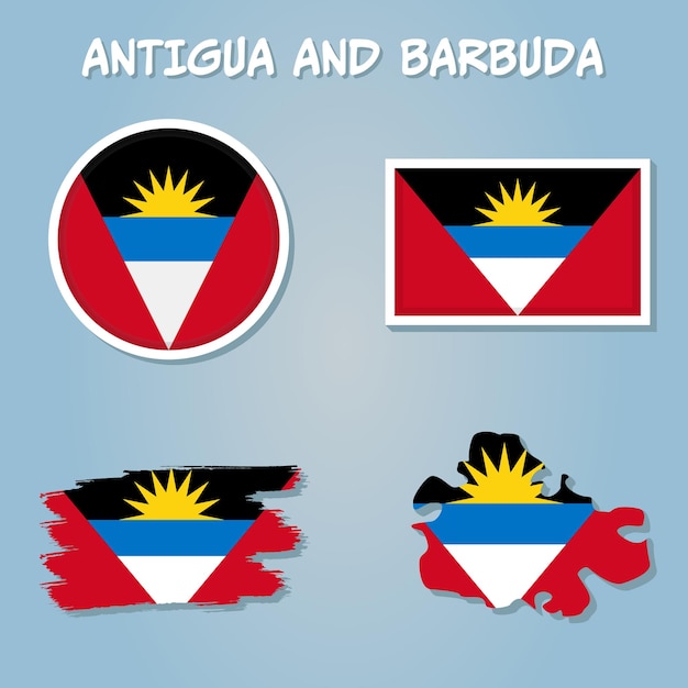 Ilustración vectorial de la bandera de Antigua y Barbuda aislada sobre fondo azul claro