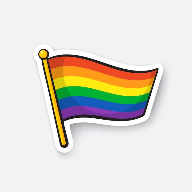 Ilustración vectorial bandera de la comunidad lgbt en flagstaff banner en  color del arco iris pegatina de dibujos animados | Vector Premium