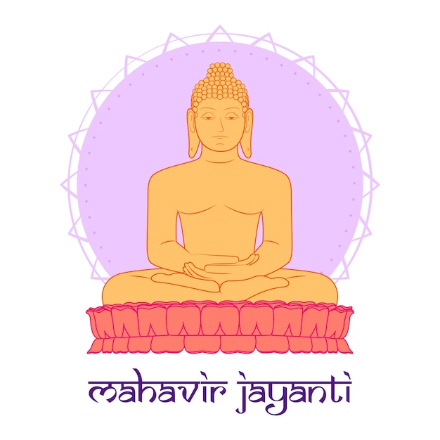 Ilustración vectorial de la bandera del concepto de Mahavir Jayanti