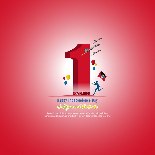 Ilustración vectorial de la bandera del día de la independencia de Antigua y Barbuda