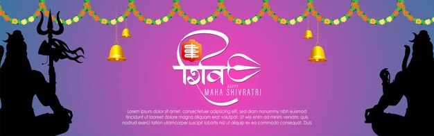 Ilustración vectorial de la bandera feliz Maha Shivratri