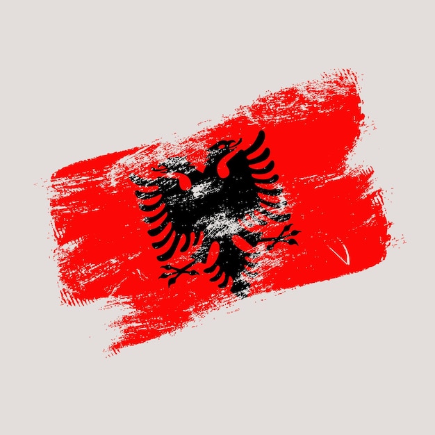 Ilustración vectorial de la bandera grunge de Albania Bandera nacional aislada en un fondo claro