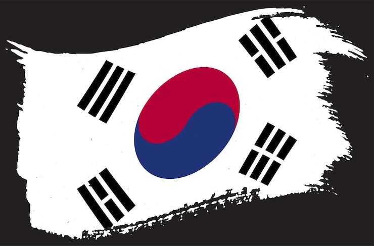 Vector ilustración vectorial de la bandera grunge de corea del sur
