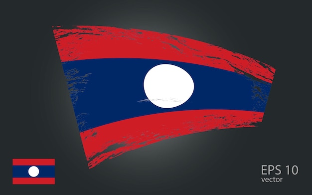 Ilustración vectorial de la bandera de Laos Visión del rastro de trazos de pintura con pincel