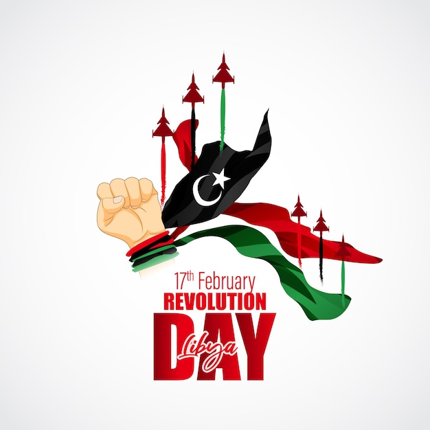 Ilustración vectorial de la bandera de Libia del día de la revolución feliz