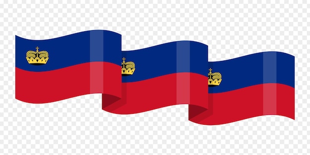 Ilustración vectorial de la bandera de Liechtenstein en la mano sobre un fondo transparente