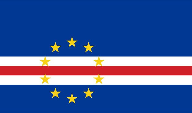Ilustración vectorial de la bandera nacional de Cabo Verde con colores oficiales y proporciones correctas