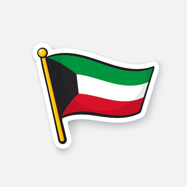 Ilustración vectorial Bandera nacional de Kuwait en flagstaff Símbolo de ubicación para viajeros