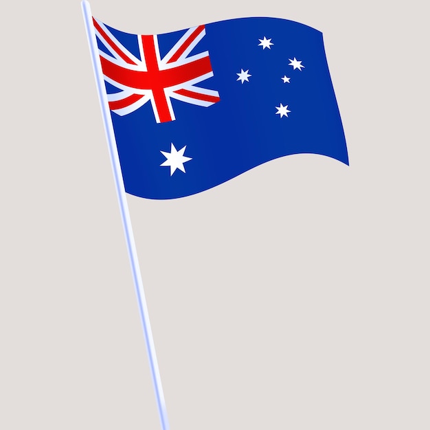 Vector ilustración vectorial de la bandera ondulada de australia la bandera nacional aislada en un fondo claro