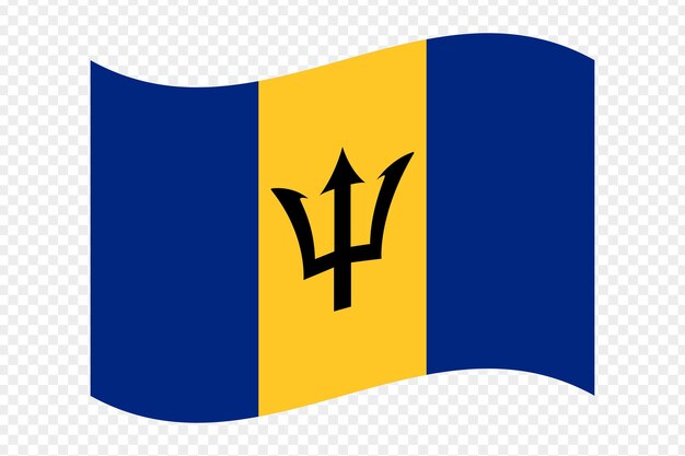 Ilustración vectorial de la bandera ondulada de Barbados sobre un fondo transparente