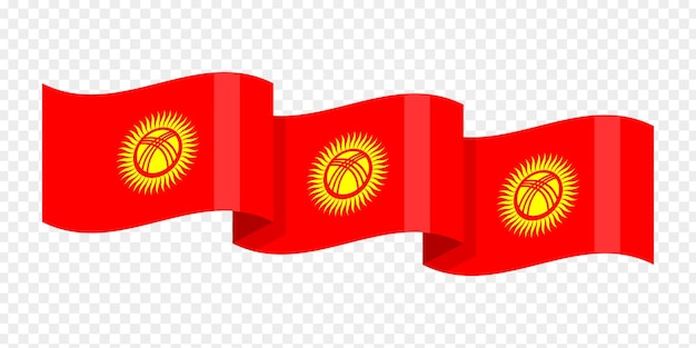 Ilustración vectorial de la bandera ondulada de Kirguistán sobre un fondo transparente