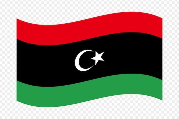 Ilustración vectorial de la bandera ondulada de Libia en un fondo transparente