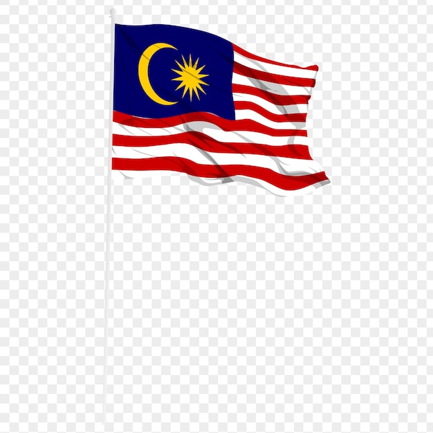 Ilustración vectorial de la bandera ondulada de Malasia en un fondo transparente