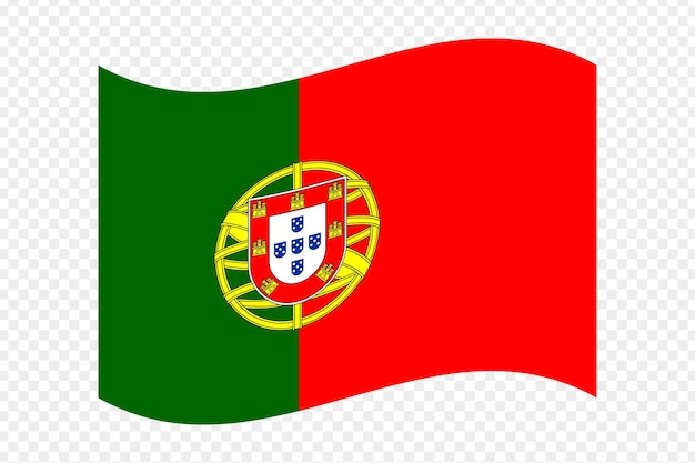 Ilustración vectorial de la bandera ondulada de Portugal sobre un fondo transparente
