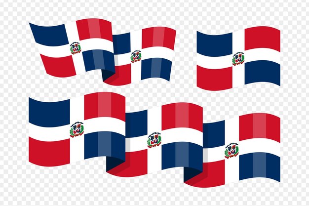 Ilustración vectorial de la bandera ondulada de la República Dominicana en un fondo transparente