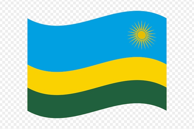 Ilustración vectorial de la bandera ondulada de Ruanda sobre un fondo transparente
