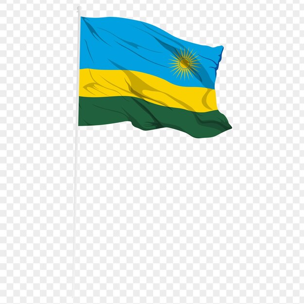 Ilustración vectorial de la bandera ondulada de Ruanda sobre un fondo transparente