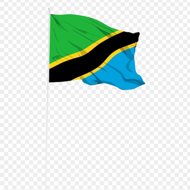 Ilustración vectorial de la bandera ondulada de Tanzania sobre un fondo transparente