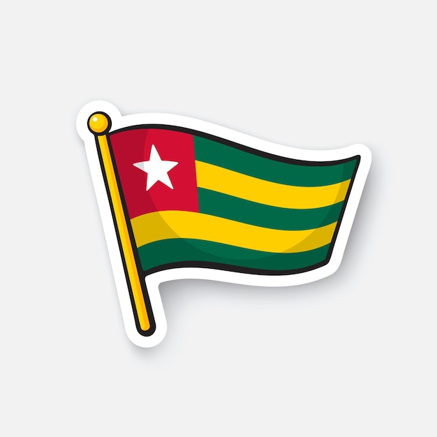 Ilustración vectorial Bandera de los países de Togo en África Símbolo de ubicación para los viajeros pegatina