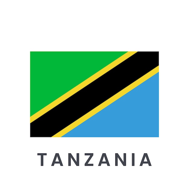 Ilustración vectorial de la bandera de Tanzania aislada sobre un fondo blanco